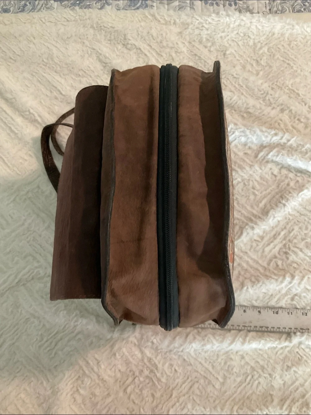 Brown Leather & Hair-calf, Alligator Backpack with Copper Accents